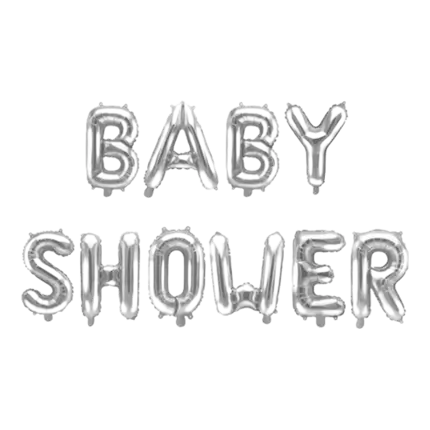 Ballons lettres Baby Shower Argent 35cm