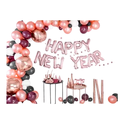 HAPPY NEW YEAR Ballons Lettres or rose