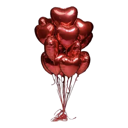 BOUQUET 10 BALLONS COEURS ROUGES 