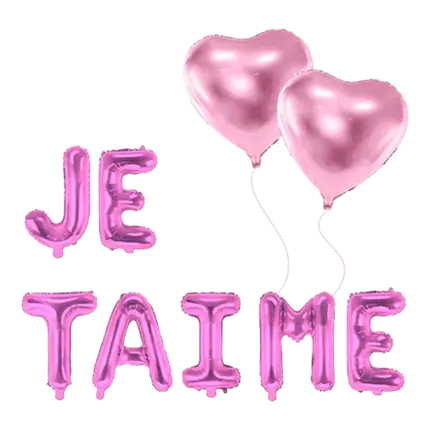 PACK BALLONS JE TAIME + 2 BALLONS COEURS ROSE