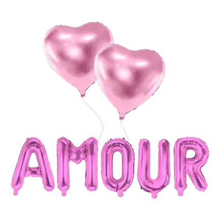 PACK BALLONS AMOUR + 2 BALLONS COEURS ROSE