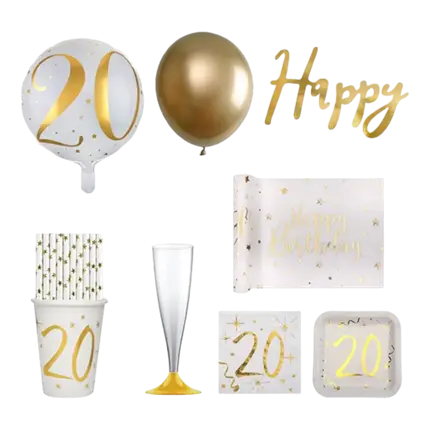 Pack 20 ans Or et Blanc - 20 personnes 