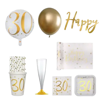 Pack 30ans Or et Blanc - 20 personnes 