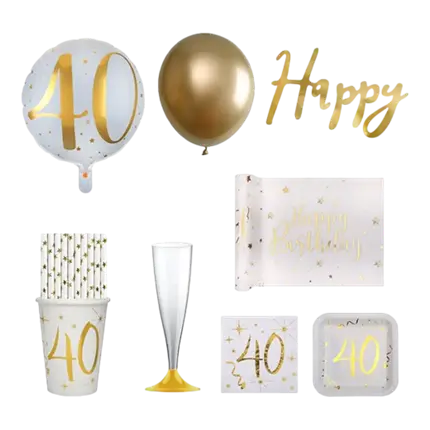 Pack 40ans Or et Blanc - 20 personnes 