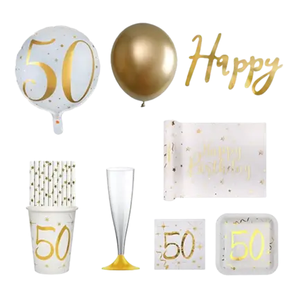 Pack 50ans Or et Blanc - 20 personnes 