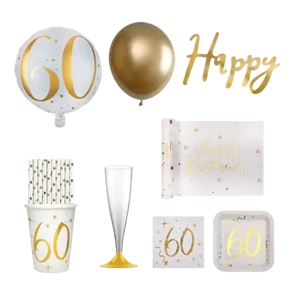 Pack 60ans Or et Blanc - 20 personnes 