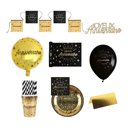 Pack anniversaire doré - 10 personnes 