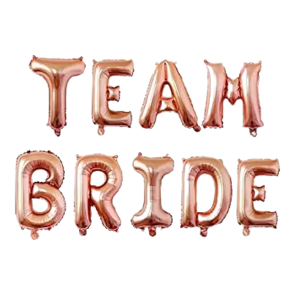 Ballons lettres TEAM BRIDE Or Rose