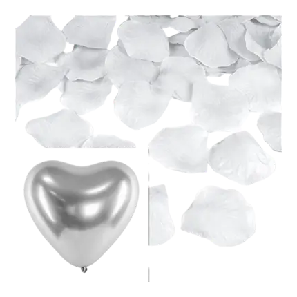 PACK BALLON ET PETALES ARGENT