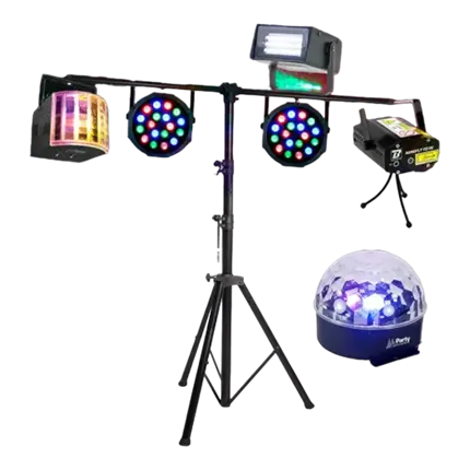 KIT DANCE PARTY - 5 JEUX DE LUMIERE + MACHINE A LED