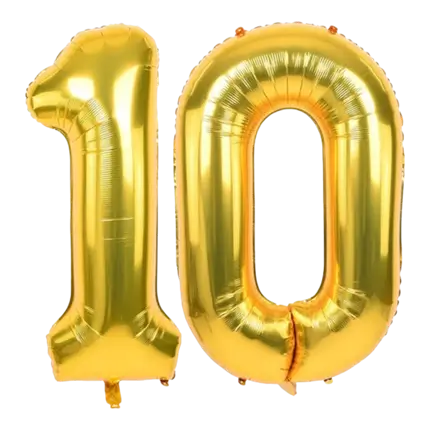 Ballon Chiffre 10 ans aluminium Or 86cm