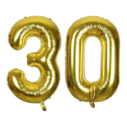 Ballon Chiffre 30 ans aluminium Or 86cm