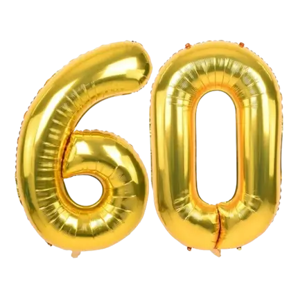 Ballon Chiffre 60 ans aluminium Or 86cm