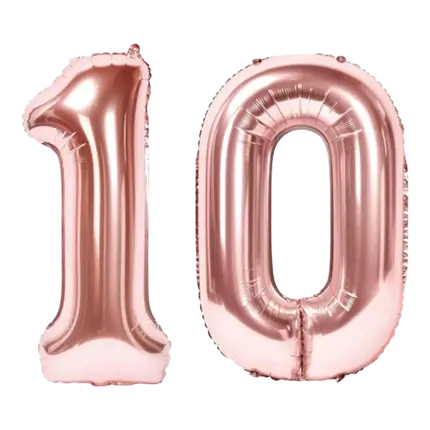 Ballon Chiffre 10 ans aluminium Or Rose 86cm