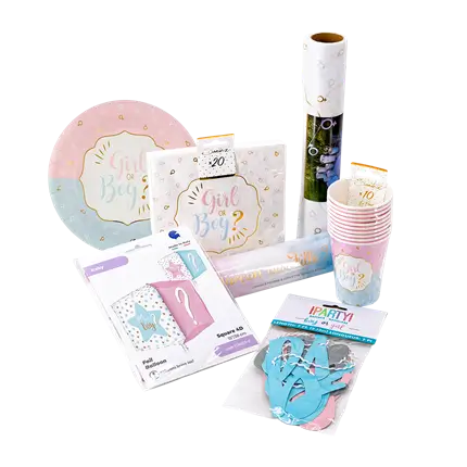 Pack Set de Table + Canon à Confettis & Poudre Gender Reveal