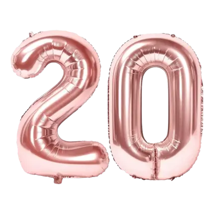Ballon Chiffre 20 ans aluminium Or Rose 86cm