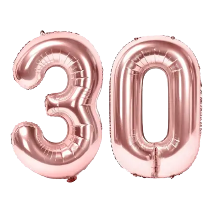 Ballon Chiffre 30 ans aluminium Or Rose 86cm