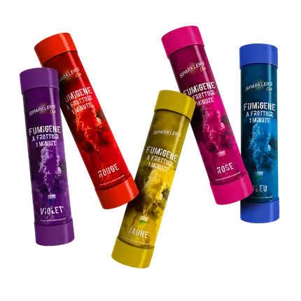 Lot de 5 Fumigènes 1 min Multi-Couleur - Déclenchement à Frottoir 