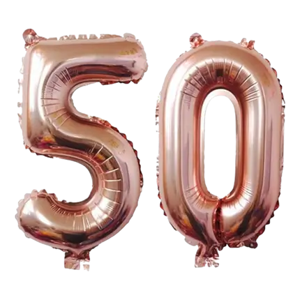 Ballon Chiffre 50 ans aluminium Or Rose 86cm