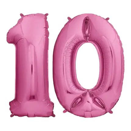 Ballon Chiffre 10 ans aluminium Rose 102cm