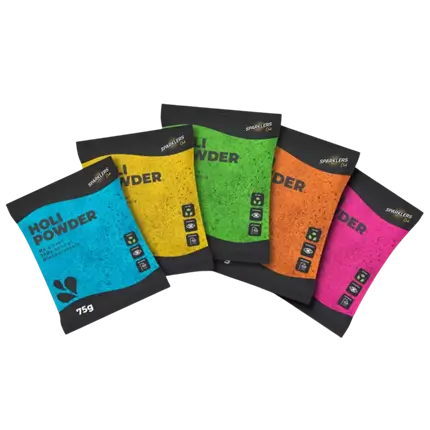 10 Sachets de poudre HOLI 75g - Multicolore Mix