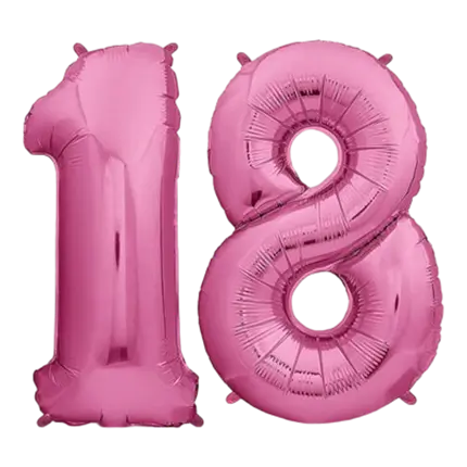 Ballon Chiffre 18 ans aluminium Rose 102cm