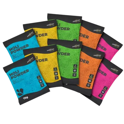 20 Sachets de poudre HOLI 75g - Multicolore Mix 
