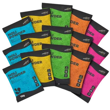 50 Sachets de poudre HOLI 75g - Multicolore Mix 