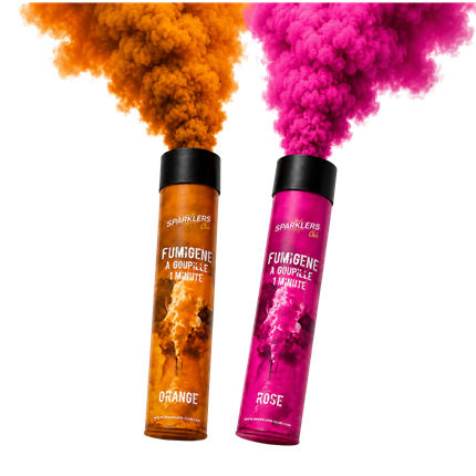 Pack de 2 Fumigènes à Goupille Rose &amp; Orange – 1 min
