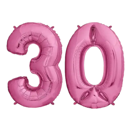 Ballon Chiffre 30 ans aluminium Rose 102cm