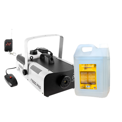 Pack Machine à Fumée DJ F1500 Pro 1500 W &amp; Liquide à Fumée Standard 5 L Sparklers Club®