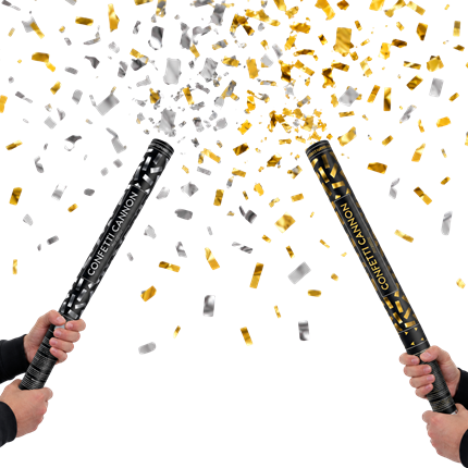 Pack de 2 Canons à Confettis 60 cm Or et Argent – Portée 6 à 8 m