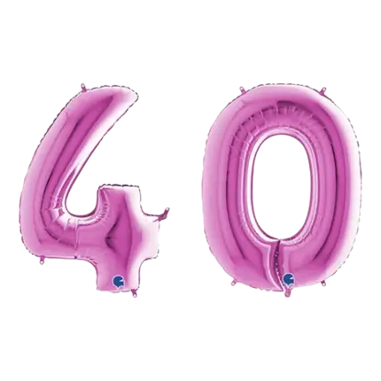 Ballon Chiffre 40 ans aluminium Rose 102cm