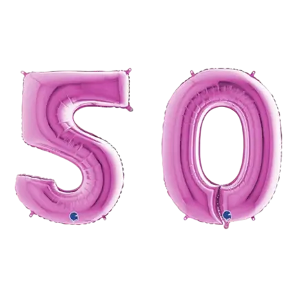 Ballon Chiffre 50 ans aluminium Rose 102cm