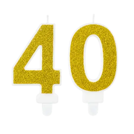 Bougies Anniversaire Chiffres 4 et 0 Or – Décoration Gâteau 40 Ans