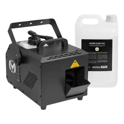 Pack Machine à brouillard 1000 W – Mac Hazer 1000 Mac Mah + LIQUIDE A BROUILLARD HAZER FLUID PRO 5L - EVOLITE