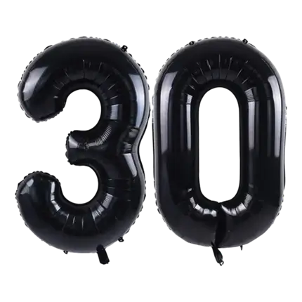 Ballon Chiffre 30 ans aluminium Noir 102cm