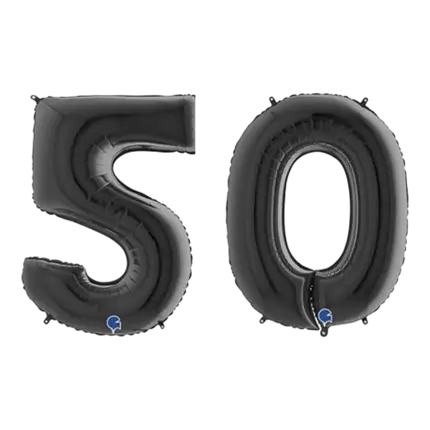 Ballon Chiffre 50 ans aluminium Noir 102cm