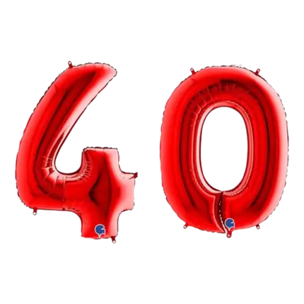 Ballon Chiffre 40 ans aluminium Rouge 102cm