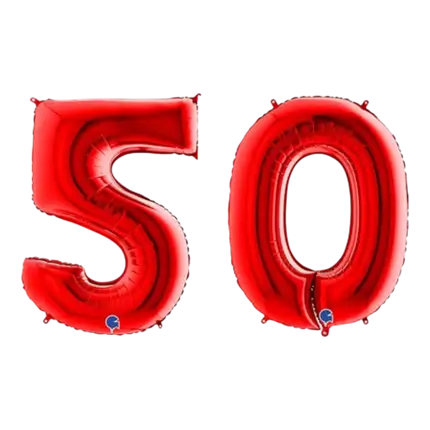 Ballon Chiffre 50 ans aluminium Rouge 102cm