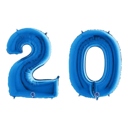 Ballon Chiffre 20 ans aluminium Bleu 102cm