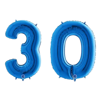 Ballon Chiffre 30 ans aluminium Bleu 102cm