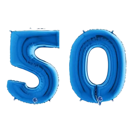 Ballon Chiffre 50 ans aluminium Bleu 102cm
