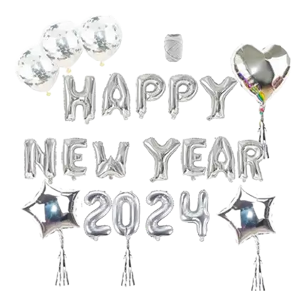 Kit HAPPY NEW YEAR Argent (35 pièces)