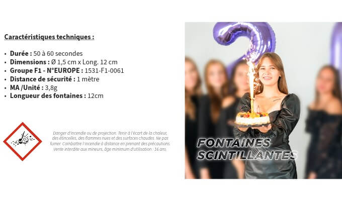 Lot de 120 Fontaines Scintillantes - 60 secondes