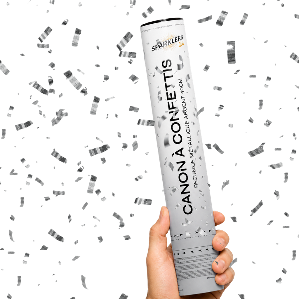 Canons confettis 40cm argent