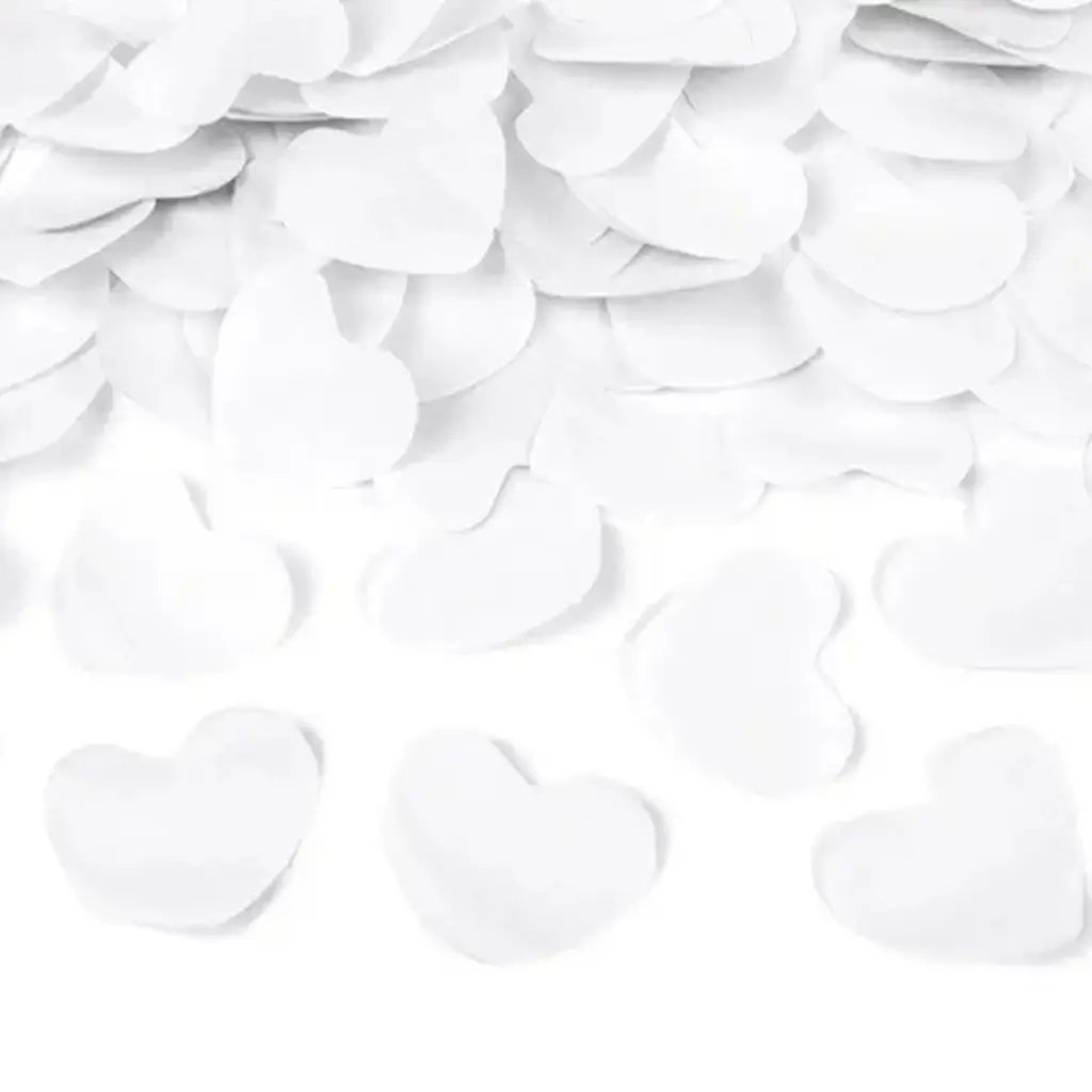 Canons à confettis 80 CM coeurs blanc