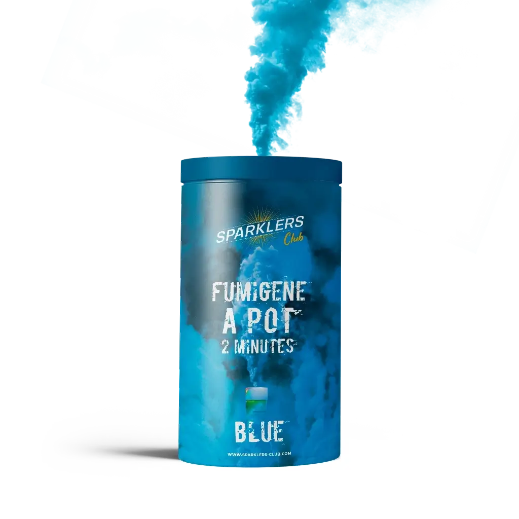 Gros pot fumigène 2 minutes bleu 