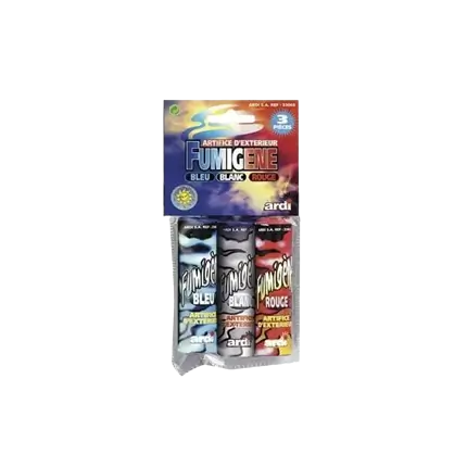 Lot de 3 fumigènes à mains tricolores 30 secondes