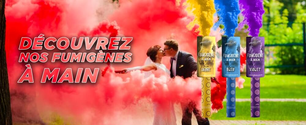 Lot de 3 fumigènes à mains tricolores 30 secondes